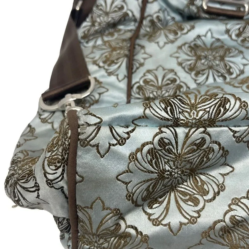 Petunia Pickle bottom embroidered Diaper bag larger BoxU Mint and brown